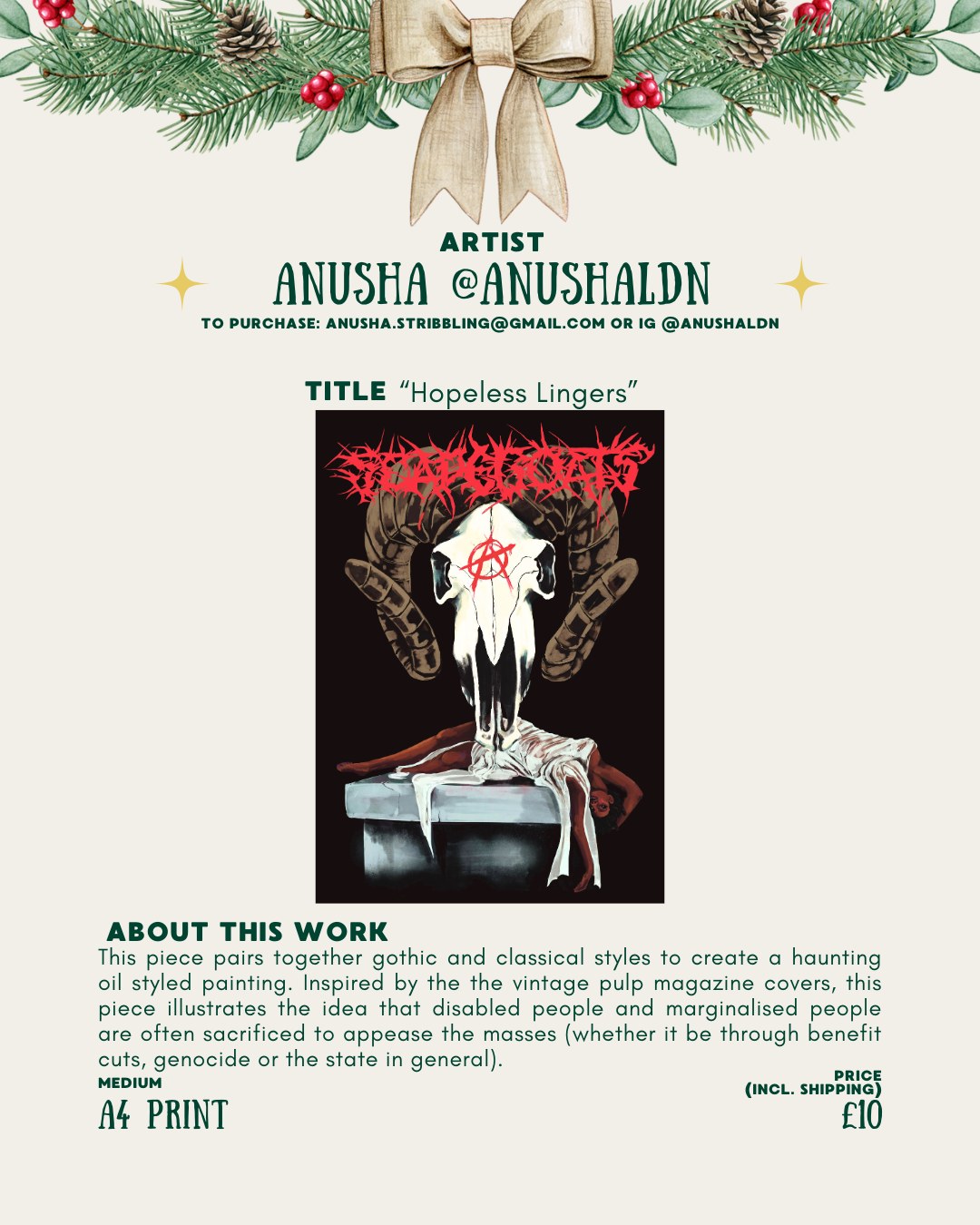[id:The same dark illustration of the horned skull with a red mark, surrounded by large hands. A lifeless human body is stretched across a stone block below, with white cloth spilling toward the ground.]